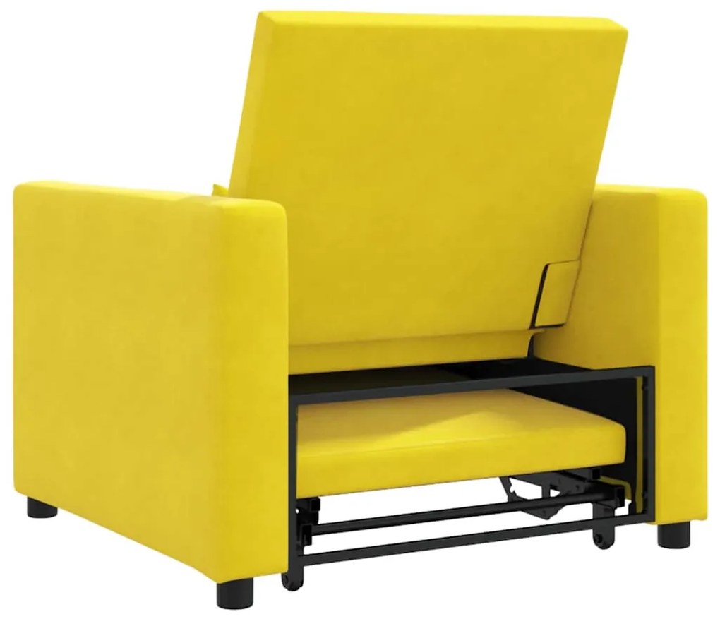 Sofá-cama conversível 3 em 1 Amarelo Veludo