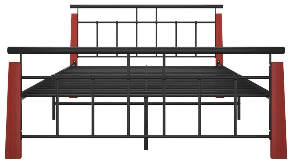 Estrutura de cama 140x200 cm metal/madeira de carvalho maciça