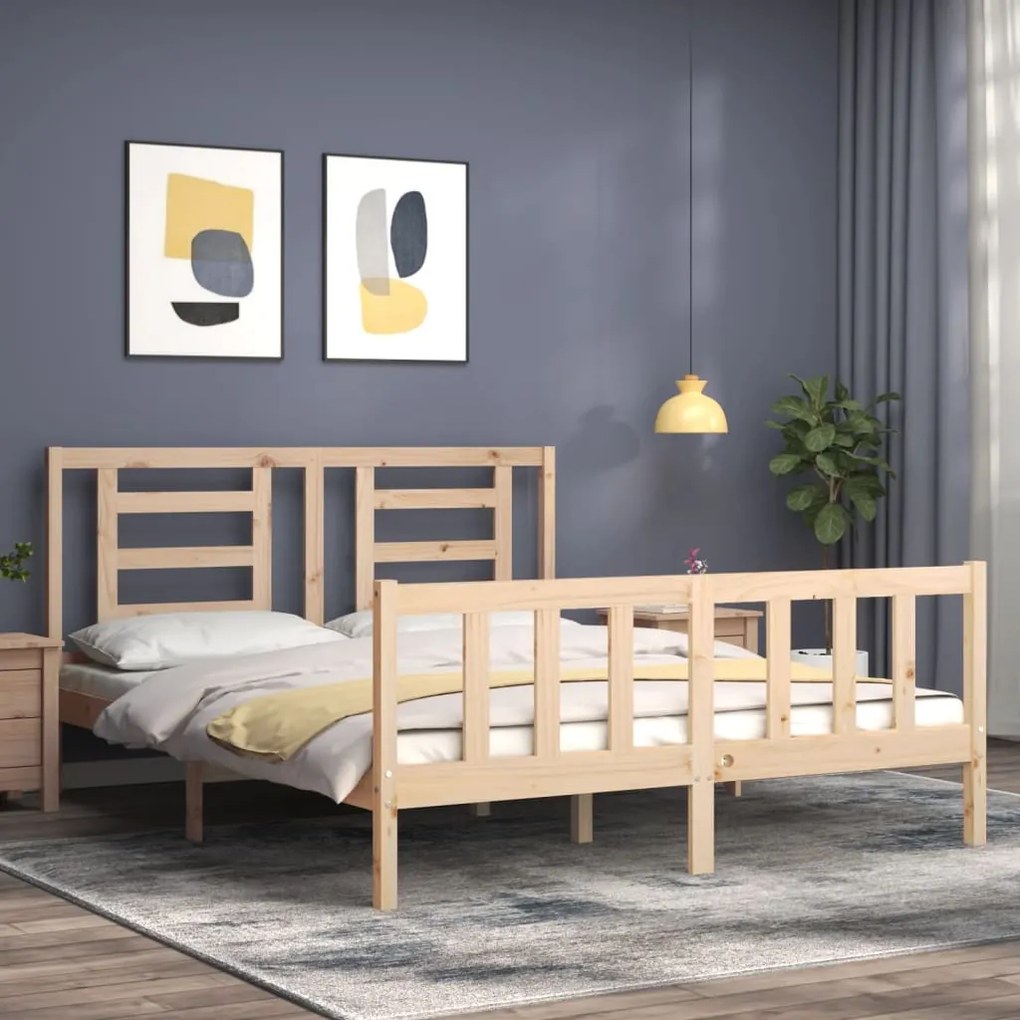 Cama sem colchão 160x200 cm madeira de pinho maciça