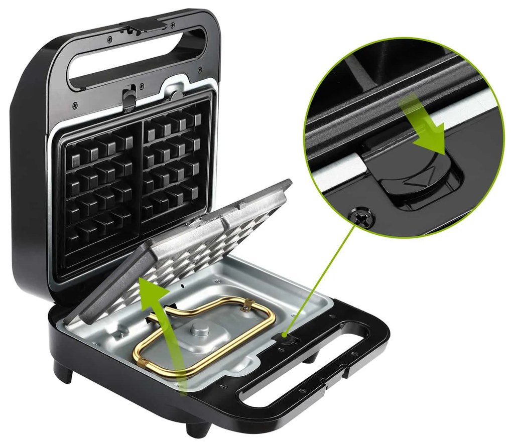 Grelhador de contacto XXL 3 em 1 de 1000 W, 25 x 23 x 10 cm Preto + Prateado
