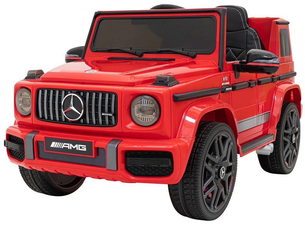 Carro elétrico para Crianças 12V Mercedes G63 Rodas de EVA, Assento de couro Vermelho