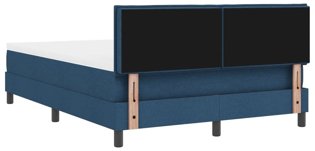 Cama Box Spring com Colchão & Luz LED Azul 140x200 cm Tecido