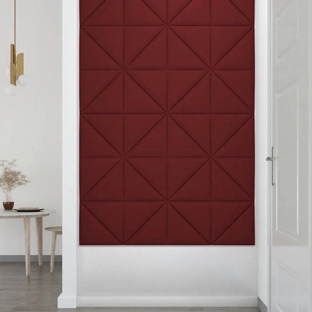 Painel de parede 12 pcs 30x30 cm tecido 0,54 m² vermelho tinto