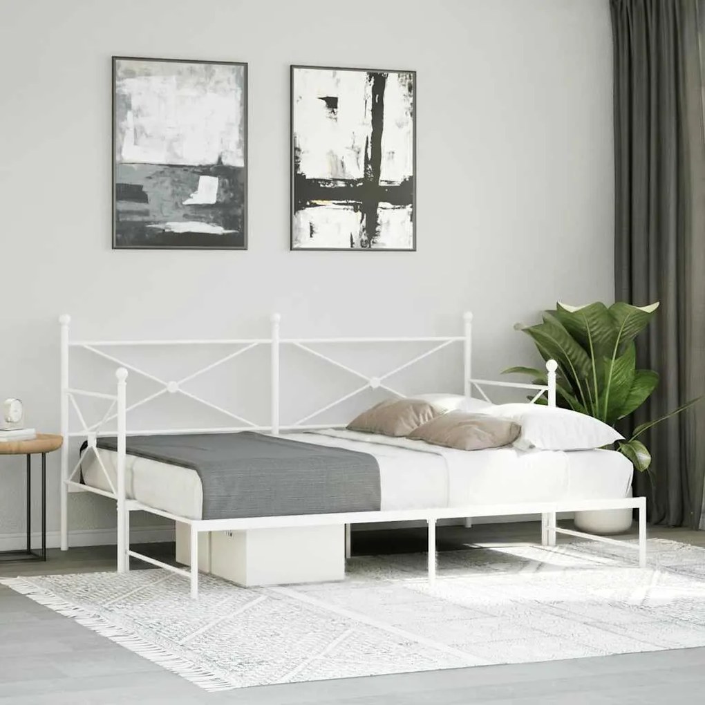 Cama de dia com gavetão sem colchão 90x190 cm aço branco
