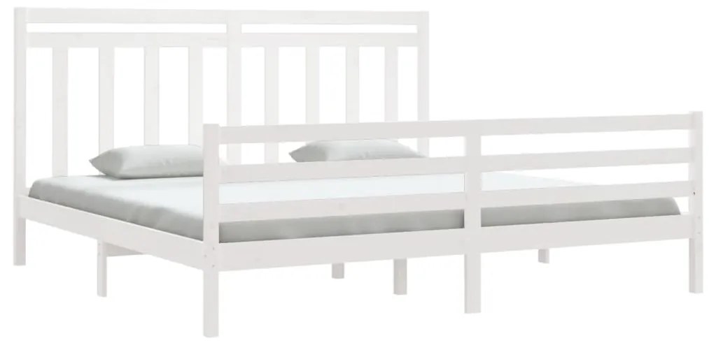 Estrutura de cama 200x200 cm madeira maciça branco