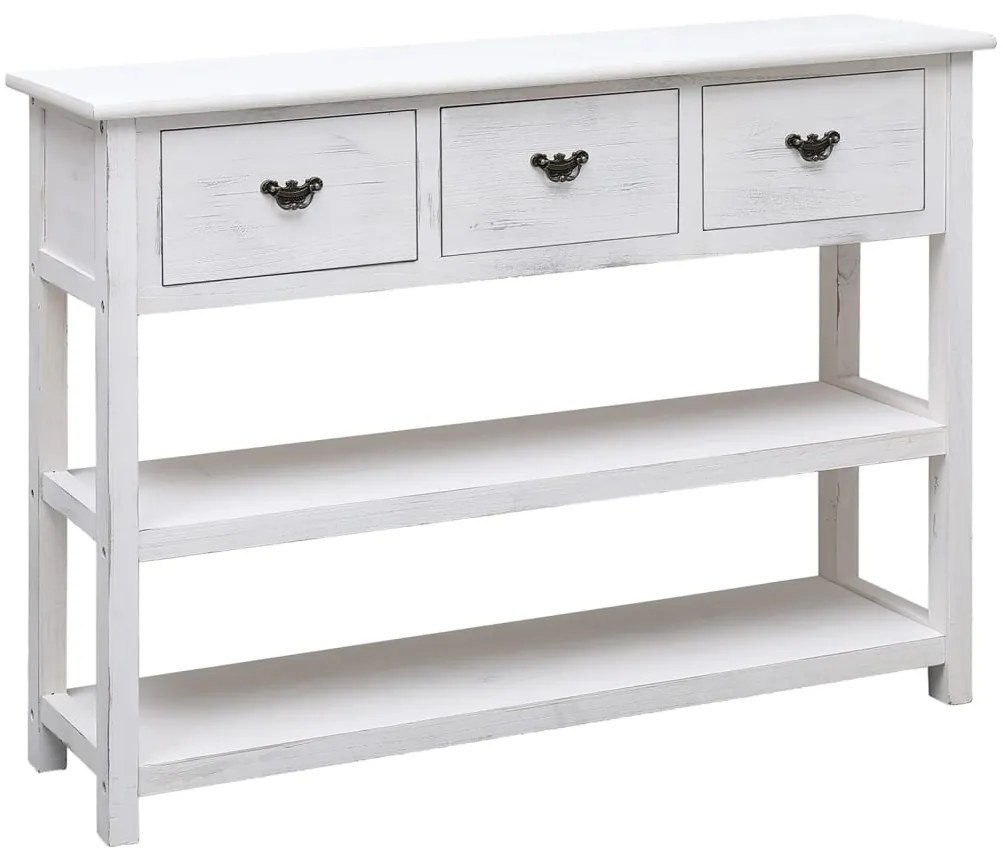 vidaXL Aparador 108x30x76 cm madeira paulownia maciça branco