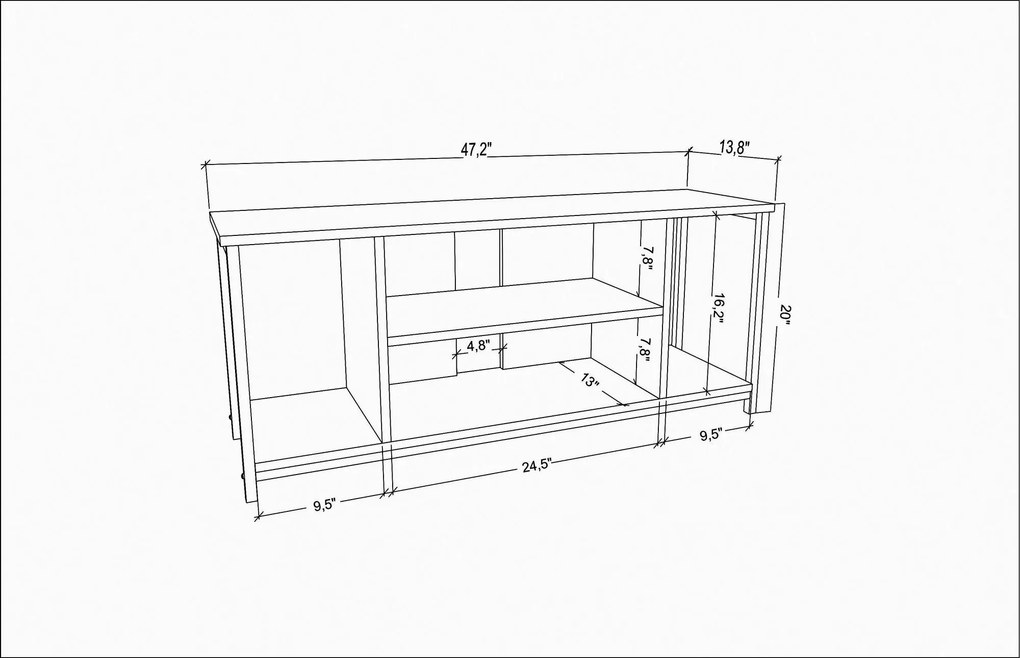 Móvel TV Rinaldo – Branco Carvalho – 120 cm x 35 cm x 50,8 cm