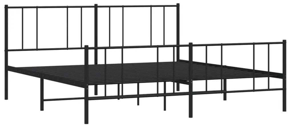 Estrutura de cama com cabeceira e pés 200x200 cm metal preto