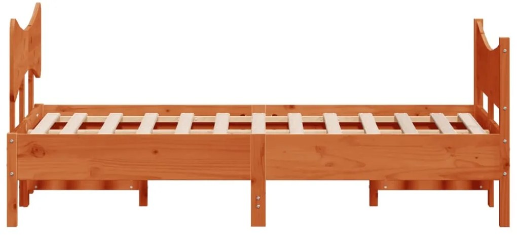 Cama sem colchão 135x190 cm madeira pinho maciça castanho-mel