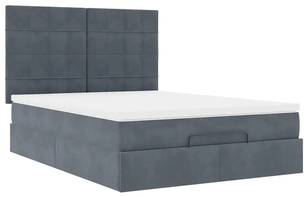 Estrutura de cama otomana colchões 140x200 cm cinzento escuro