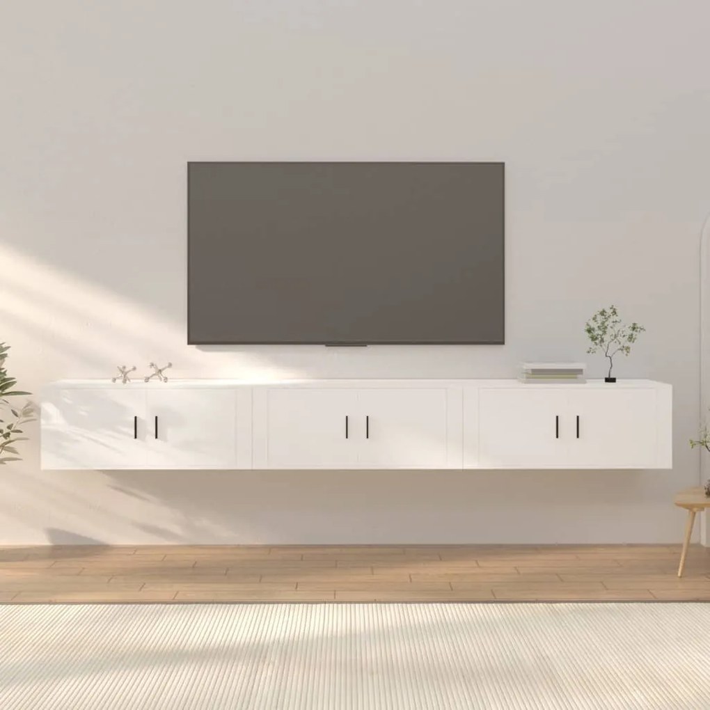 vidaXL Móveis de TV de parede 3 pcs 100x34,5x40 cm branco