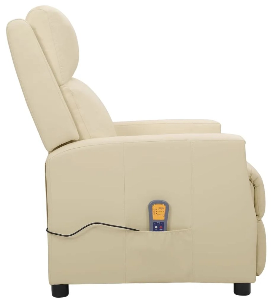 Poltrona Malia de Massagens Reclinável em Couro Artificial - Creme - D