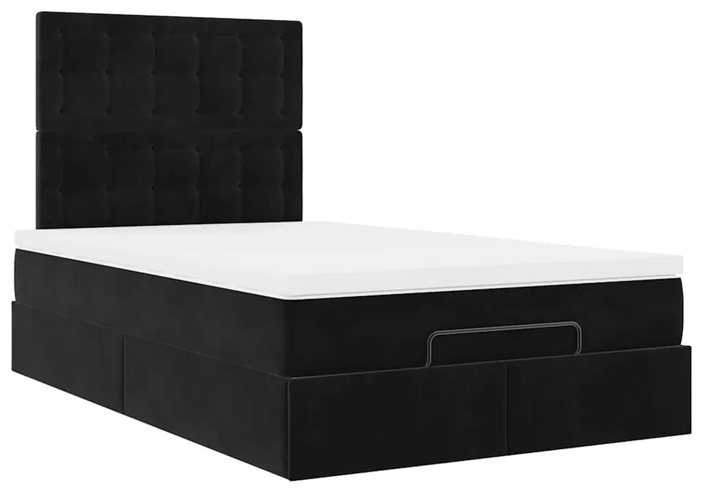 Estrutura de cama otomana com colchões preto 120x190 cm Veludo