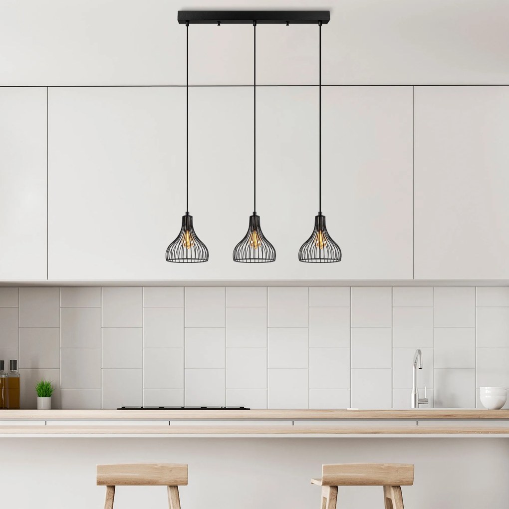 Candeeiro de Teto Telyildo – Preto Antigo – 70 x 20 x 117 cm