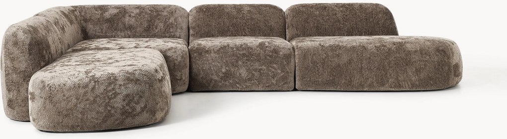 Sofá de canto modular XL em teddy-bouclé Wolke (4 lugares)