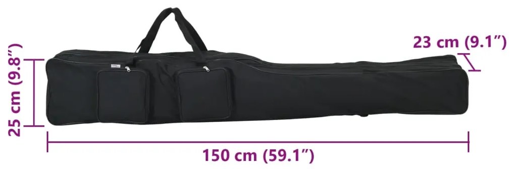 Saco para cana de pesca 150 cm tecido oxford preto