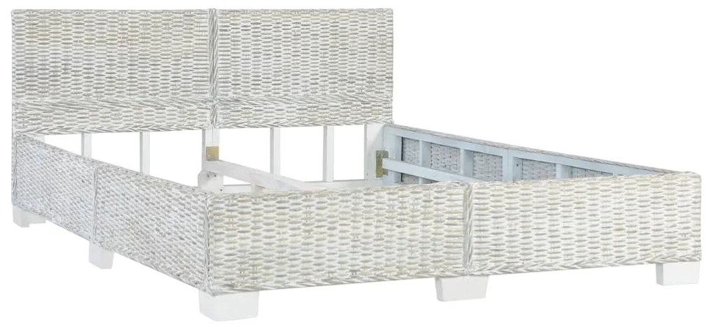 Estrutura de cama 140x200 cm vime genuíno cinzento