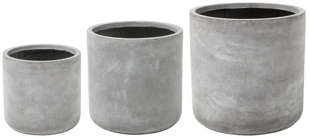 Conjunto de 3 vasos decorativos em cinzento MESSENE Beliani