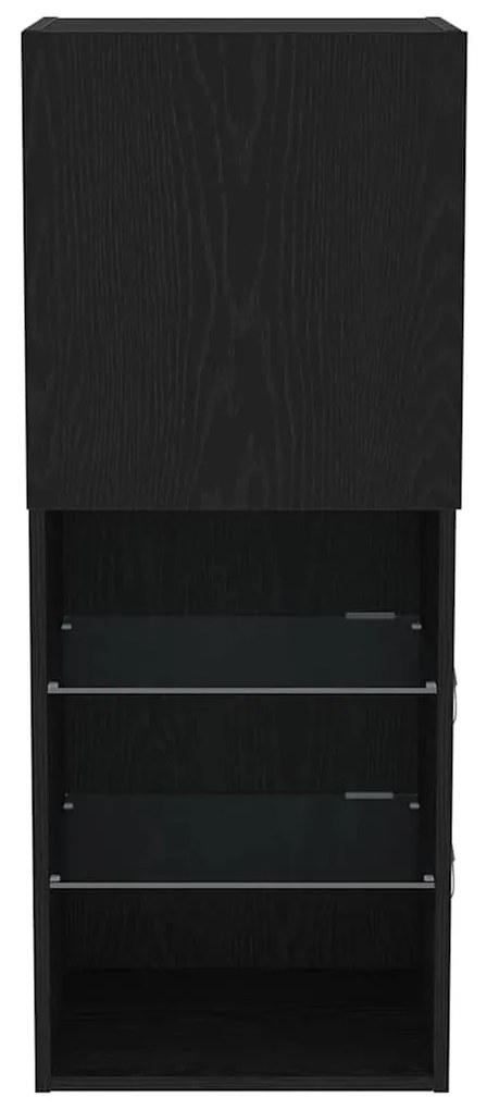 Armário de TV vidaXL com Luzes LED Carvalho Preto 40,5x30x102 cm