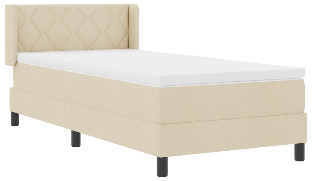 Cama Box Spring vidaXL com Colchão Creme 90x190 cm Tecido, Cabeceira v