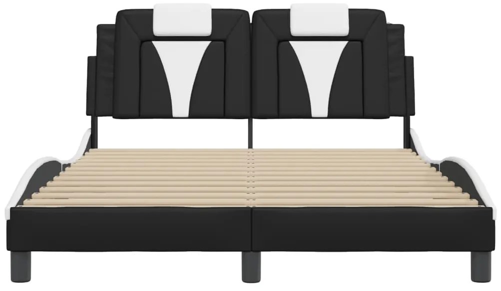 Estrutura cama c/ cabeceira 120x200 couro artif. preto/branco