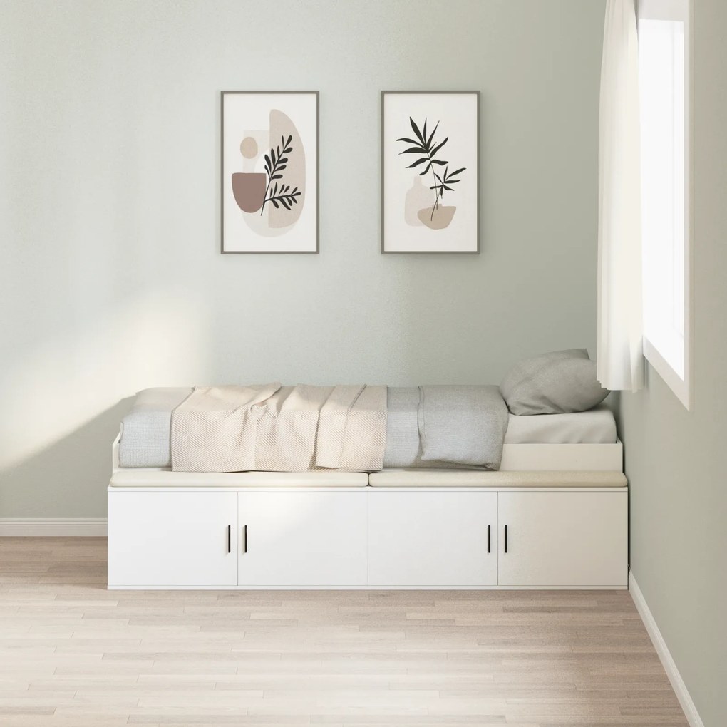 Estrutura de Cama com Armazenamento Branca 90x190 cm
