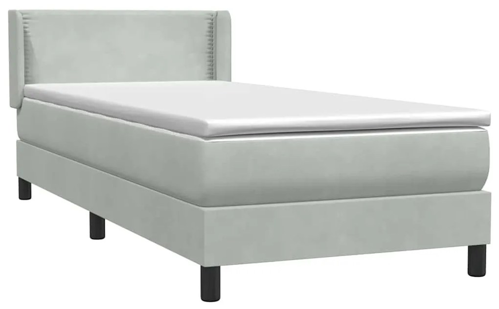 Cama com molas/colchão cinzento-claro 80x220 cm veludo