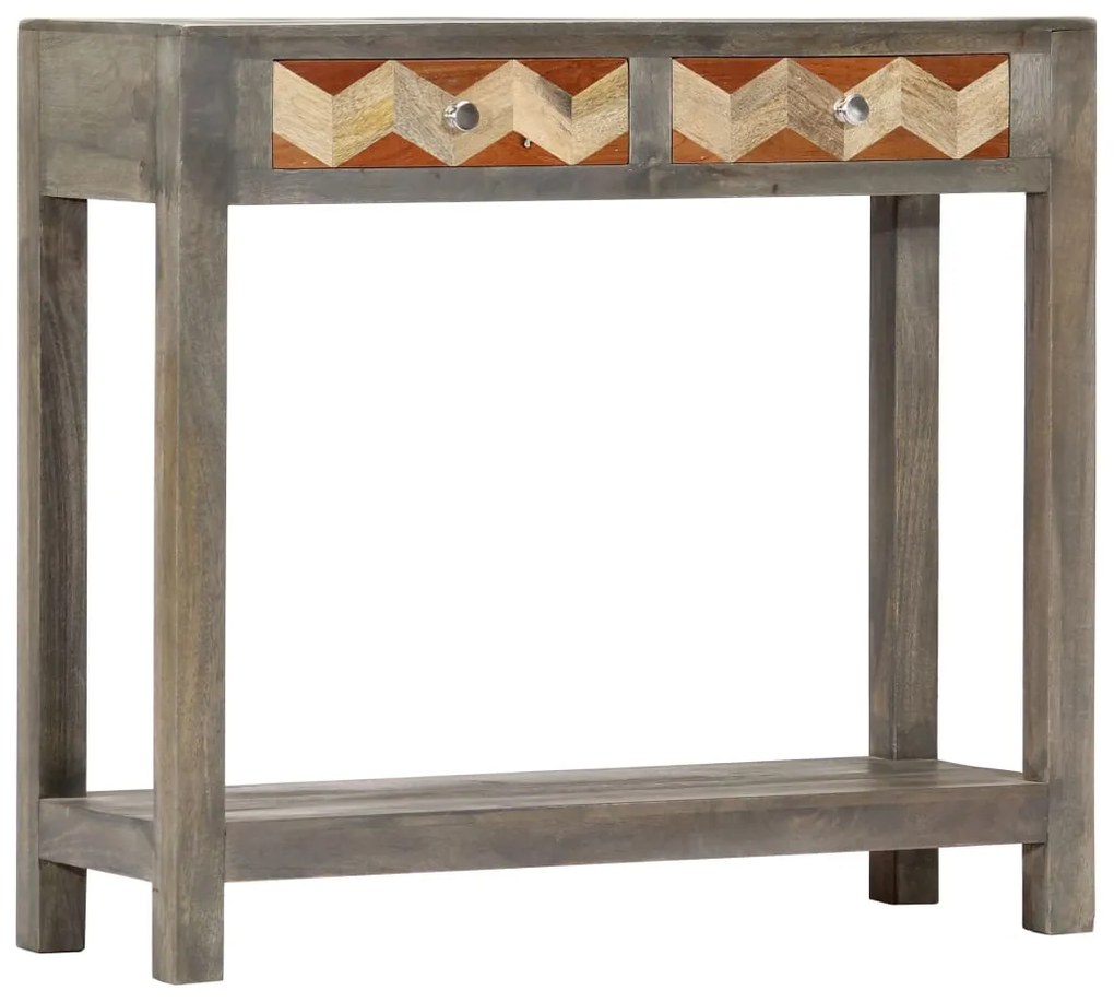 vidaXL Mesa consola 86x30x76 cm madeira de mangueira maciça cinzento