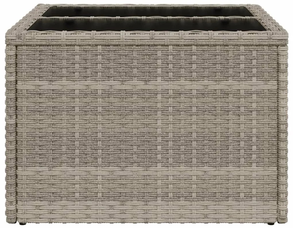 Mesa de jardim c/ tampo de vidro 55x55x37cm vime PE cinza-claro