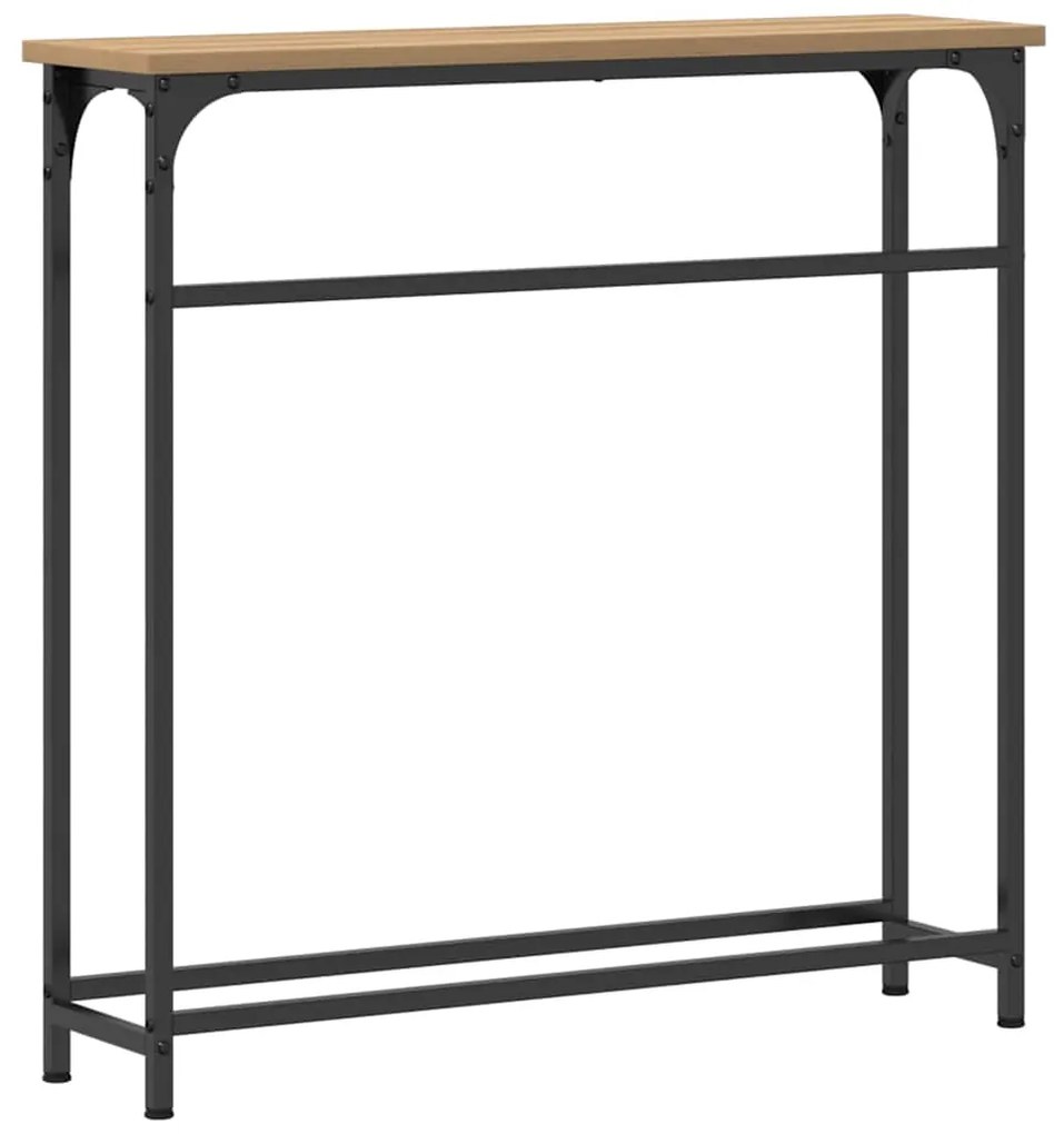 Mesa de Console vidaXL Carvalho Artesanal 75x19,5x75 cm Madeira de Eng