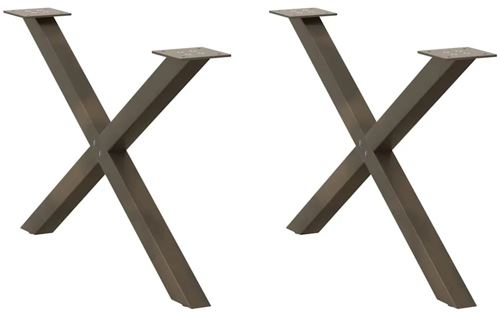 vidaXL Pés para mesa de centro em formato de X, 2 peças, aço natural, 70x (42-43) cm, aço