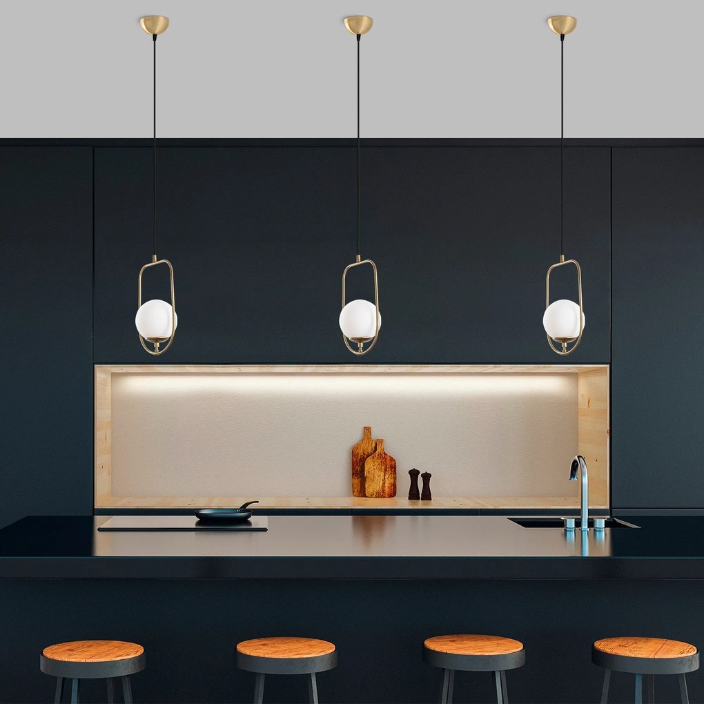 Candeeiro Suspenso Skew – Dourado – 20x171x15 cm