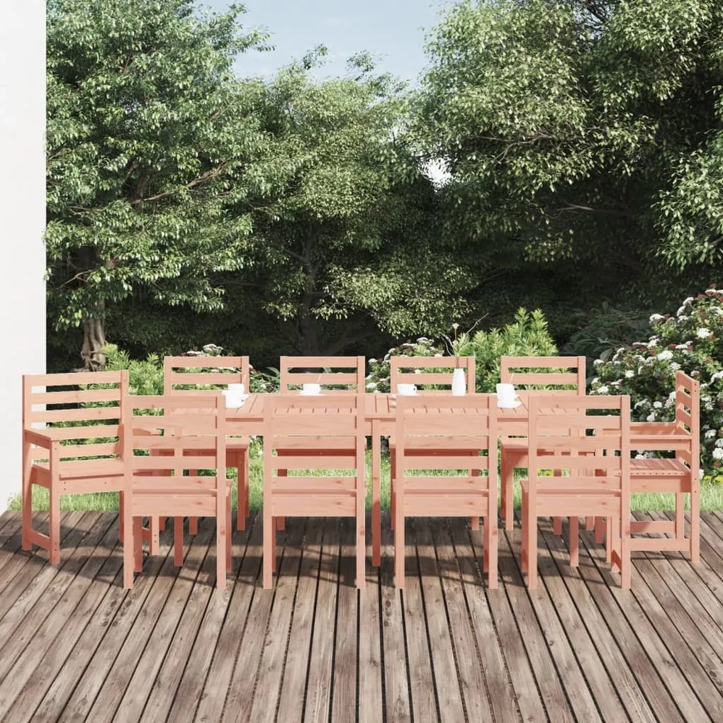 11 pcs conj. jantar p/ jardim madeira de douglas maciça