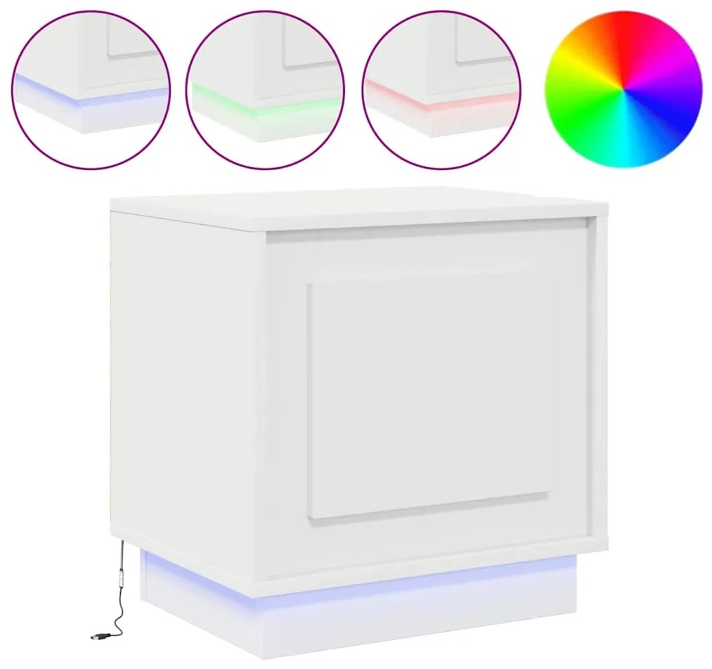 Cômodas de Canto com Luzes LED 2 pcs Brancas 44x34,5x45 cm