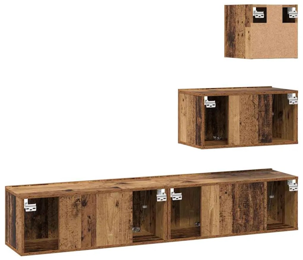 Conjunto de móvel de TV 4 pcs Madeira antiga 80 x 30 x 30 cm