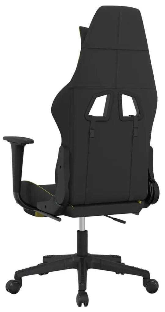 Cadeira Gaming Reclinável com Apoio de Pés em Tecido - Preto/Verde - D