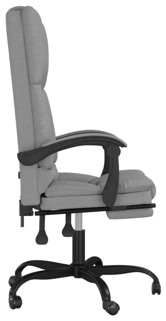 Cadeira massagens escritório reclinável tecido cinzento-claro