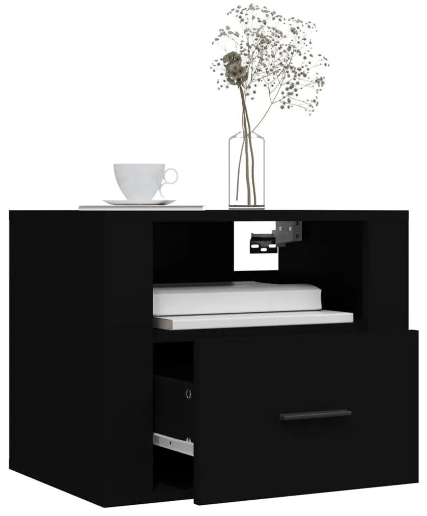 Mesa de cabeceira de parede 50x36x40 cm preto