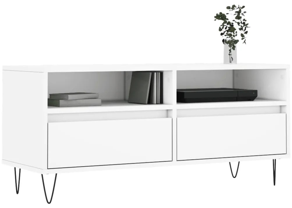 Móvel de TV - 100x34,5x44,5 cm - Derivados de Madeira - Cor Branco