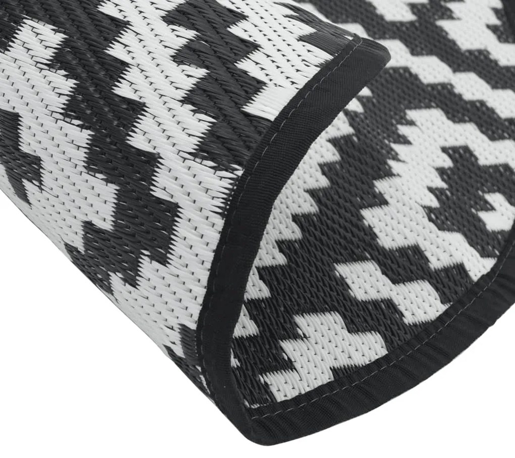 Tapete de exterior Ø160 cm ARAKIL PP branco e preto