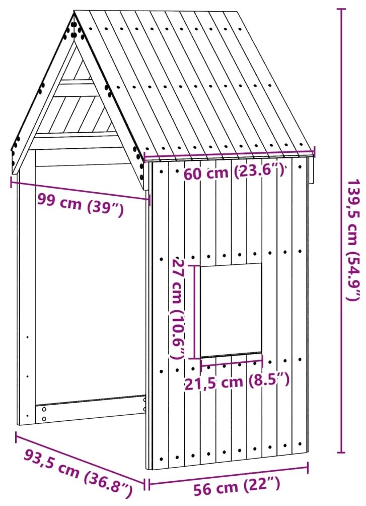 Telhado cama infantil 60x99x139,5 cm pinho maciço castanho-mel