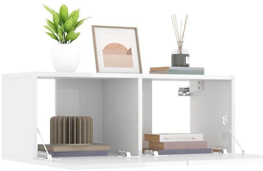 Móveis TV 2pcs 80x30x30cm derivados de madeira branco brilhante