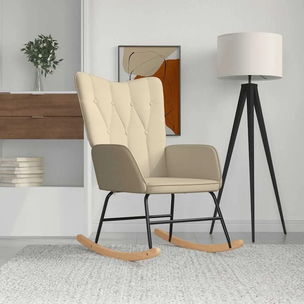 vidaXL Cadeira de baloiço tecido cor creme