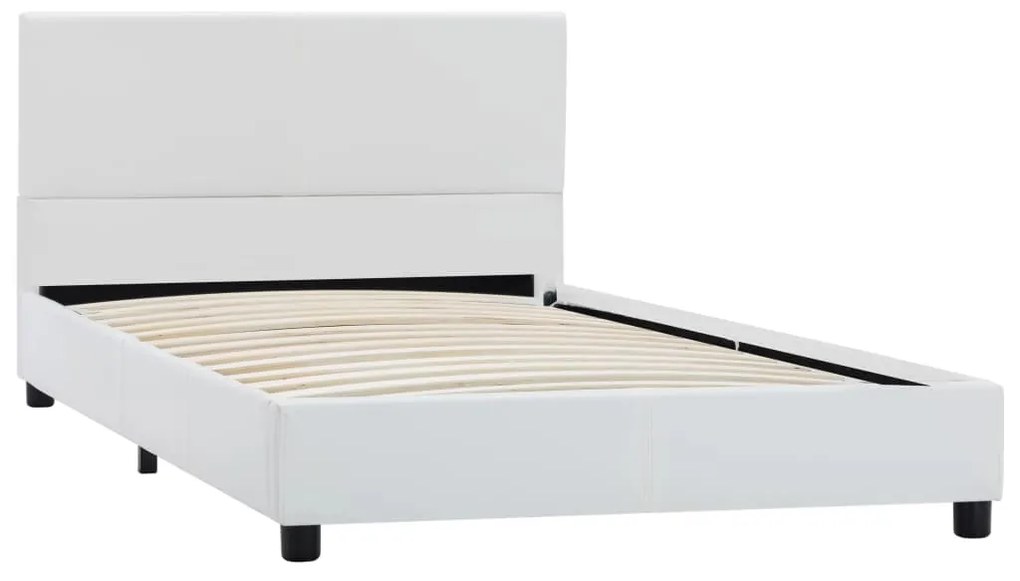 Estrutura de cama 100x200 cm couro artificial branco