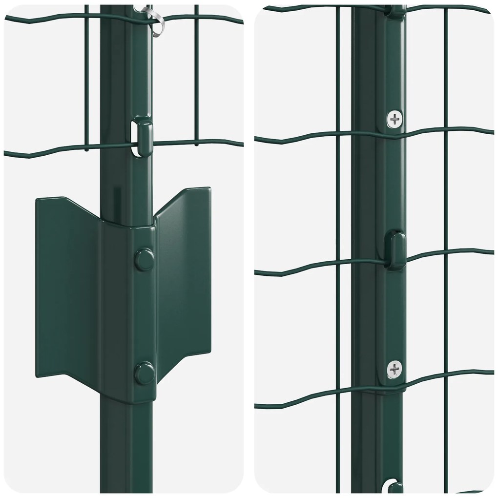 Cerca Euro com 5 Postes em U Verde 1.2x10 m Aço