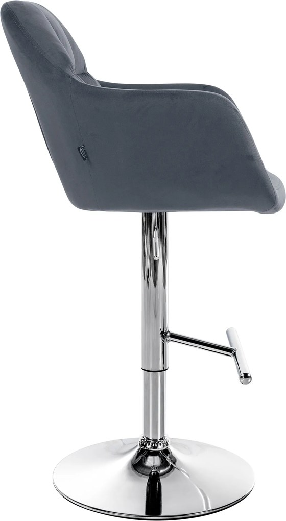 Banco de bar Natoma Veludo cromado cinza escuro
