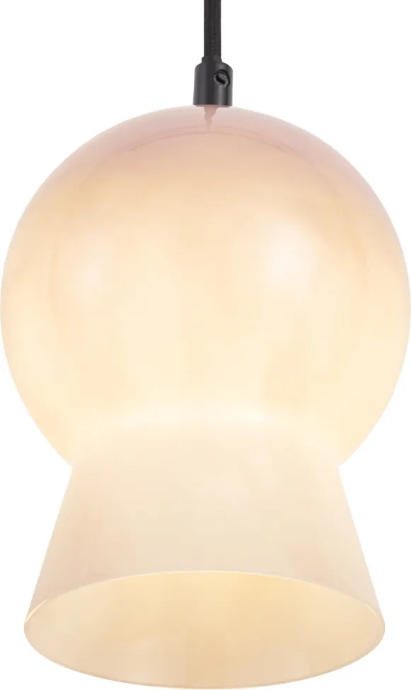 Candeeiro pendente retro preto com vidro bege para sistema de calha monofásico - Iconic Bell