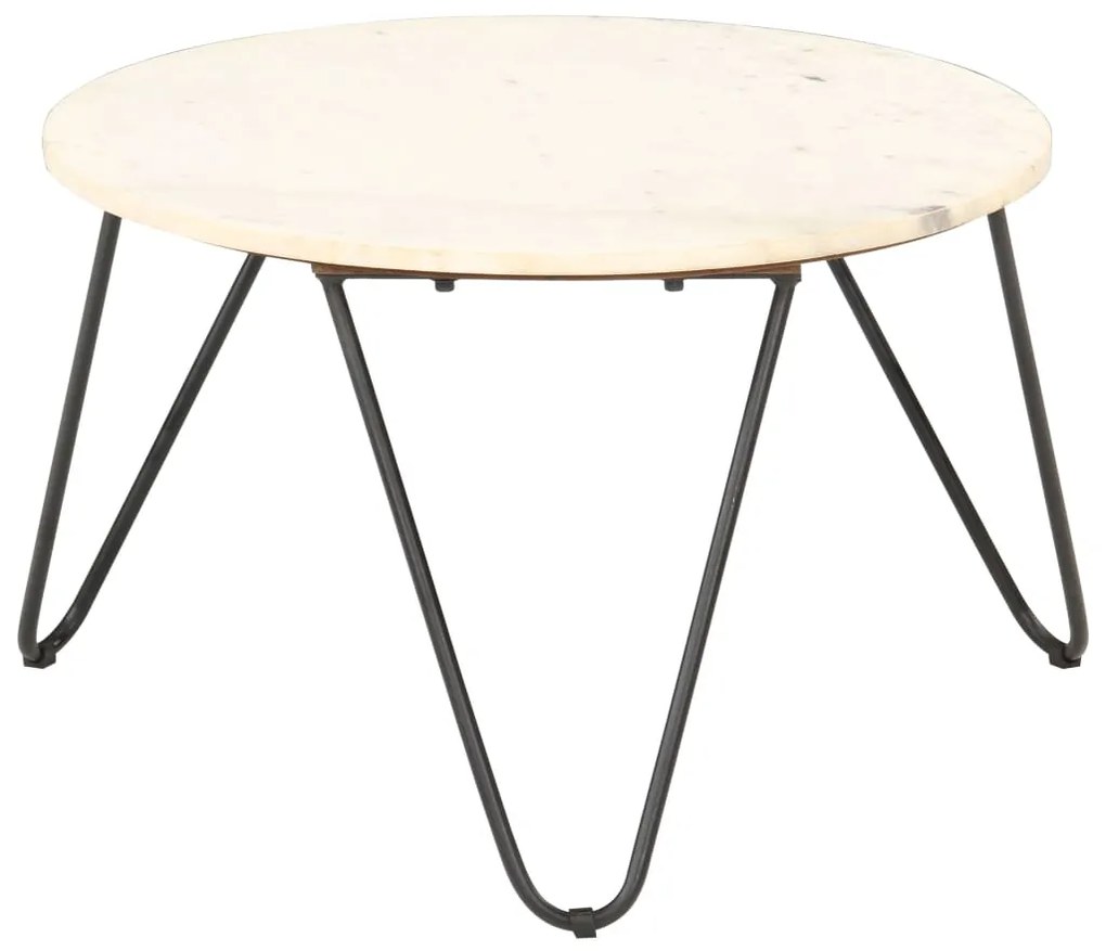 Mesa centro 65x65x42cm pedra genuína textura mármore branco