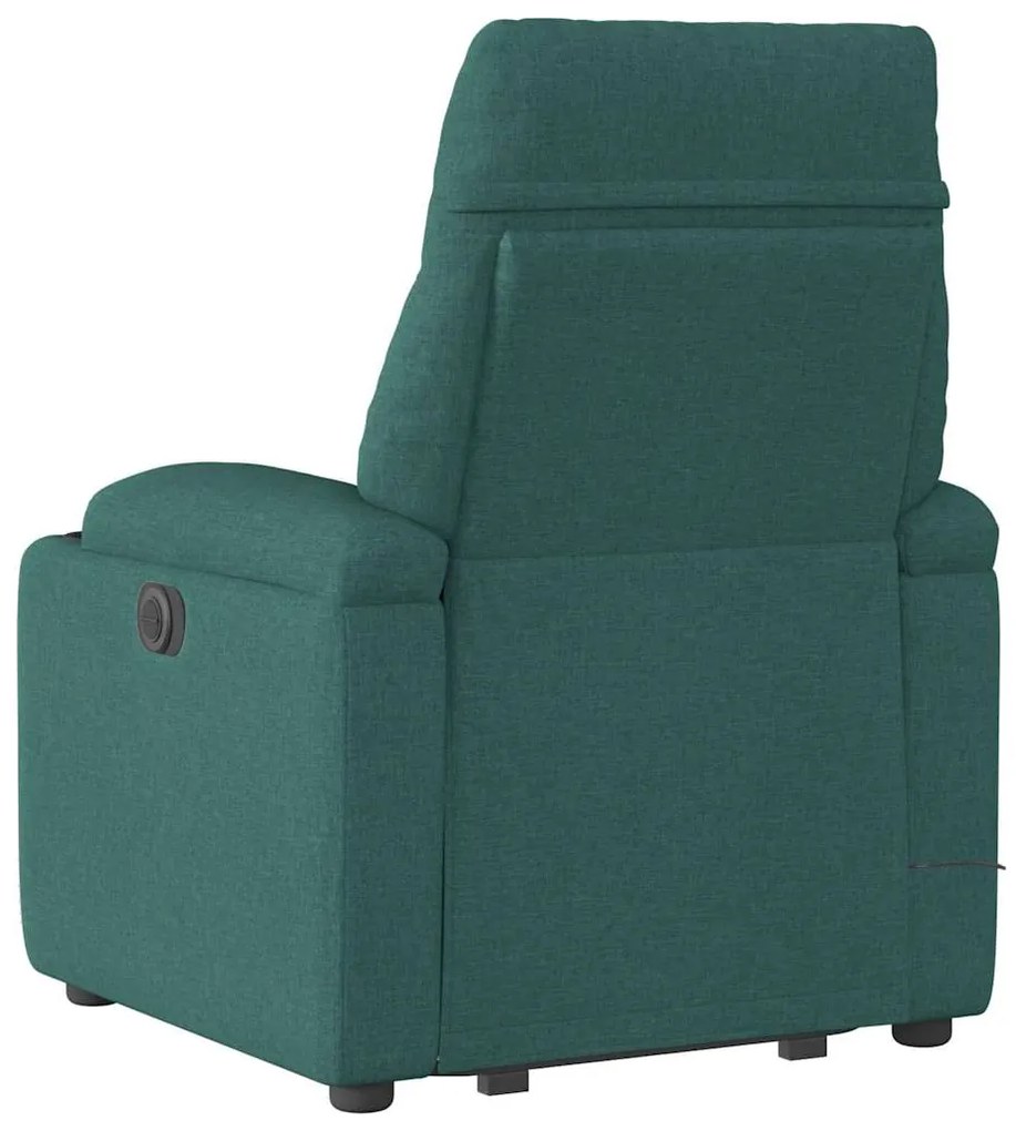 Poltrona reclinável elevatória de massagens tecido verde-escuro