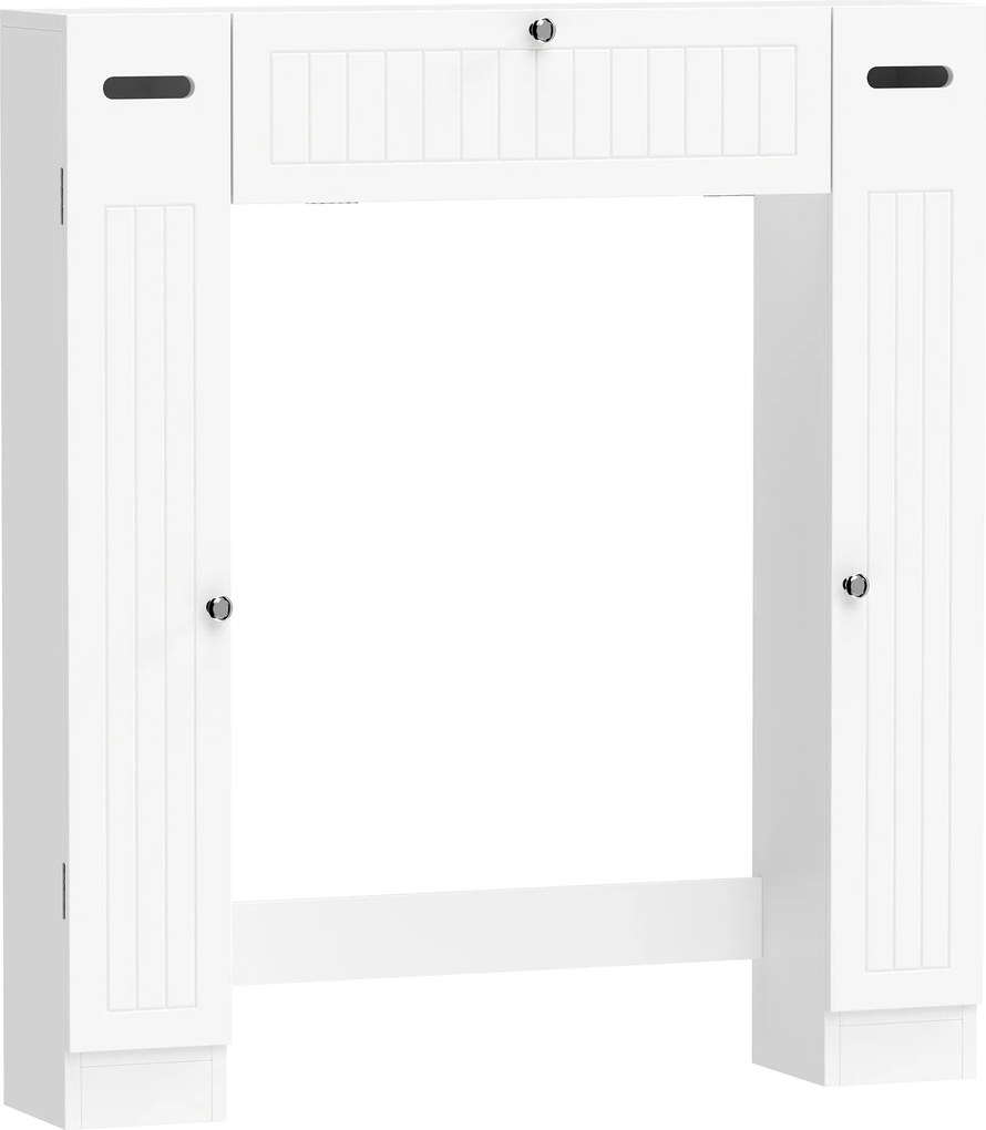 HOMCOM Móvel sobre Sanita com 2 Armários Gaveta Basculante Suportes para Papel e Prateleiras Ajustáveis 88x18x98 cm Branco | Aosom Portugal